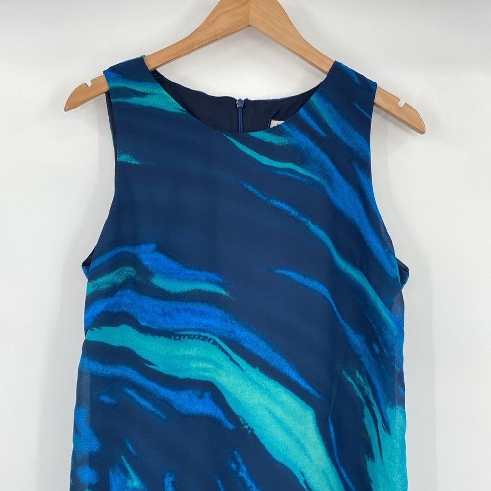 Vintage Mary McFadden‎ Dress Womens 14 Maxi Blue Green Abstract Swirl Sleeveless - Picture 5 of 13